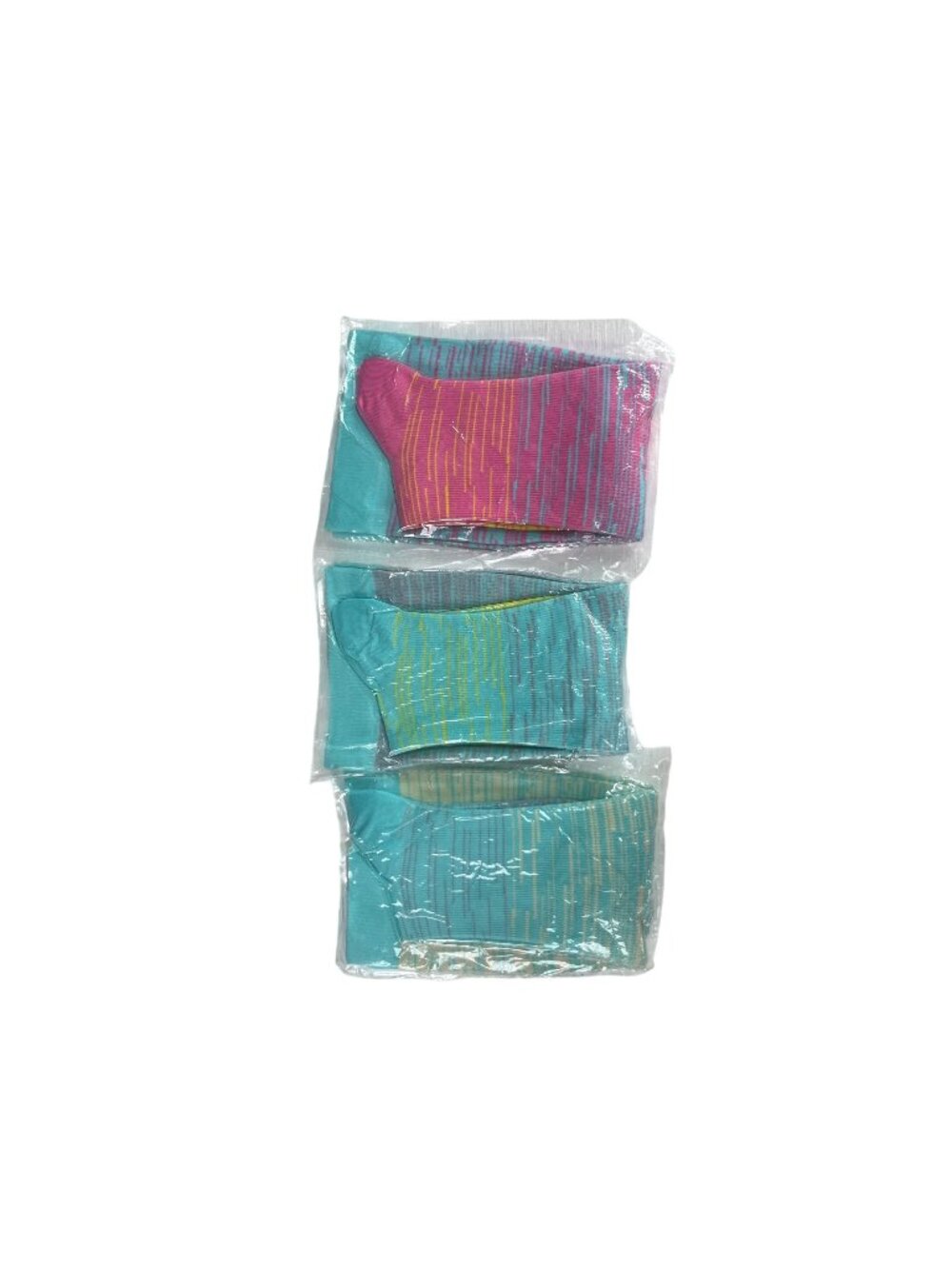 Compression Socks Set 3 Pairs Knee High Teal Pink Gradient Stripe New In Packagi